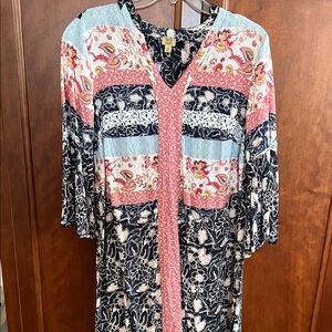 True Craft Floral and Geometric Long Sleeve Dress